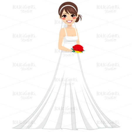 Happy Bride Woman Character Clipart Vector Illustration 02722