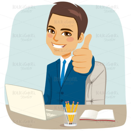 Happy Businessman At Office Clipart Vector Illustration 03855