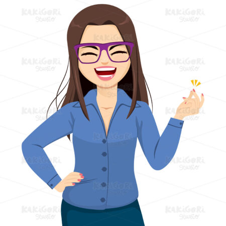 Happy Businesswoman Snapping Fingers Clipart Vector Illustration 04927