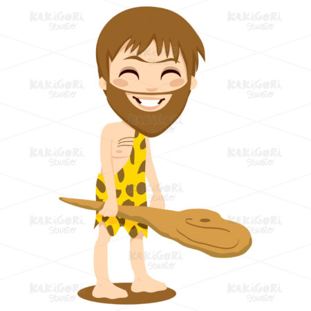 Happy Caveman Clipart Vector Illustration 00594