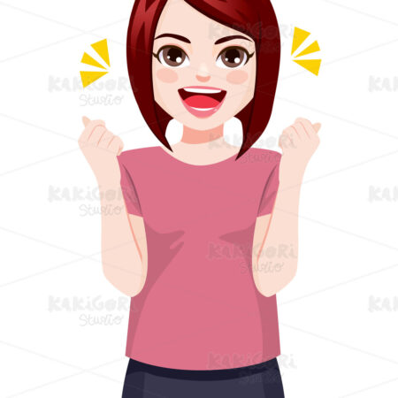 Happy Cheerful Young Woman Smiling Clipart Vector Illustration 04962