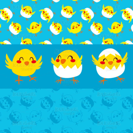 Happy Chicks Dancing Clipart Vector Illustration 01074