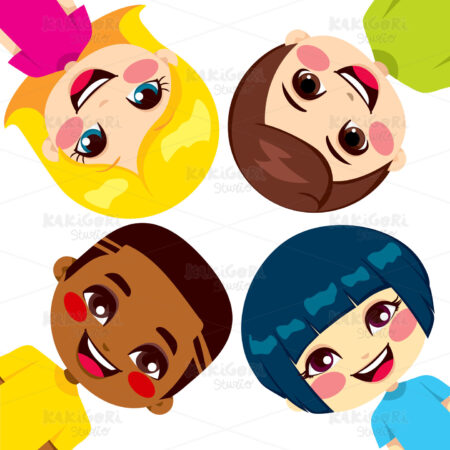 Happy Children Friends Clipart Vector Illustration 01013