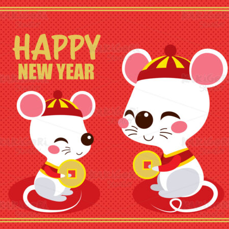 Happy Chinese New Year Rats Clipart Vector Illustration 05199