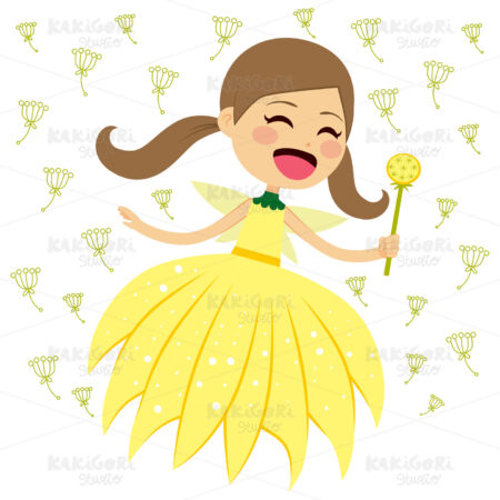 Happy Dandelion Fairy Clipart Vector Illustration 02246