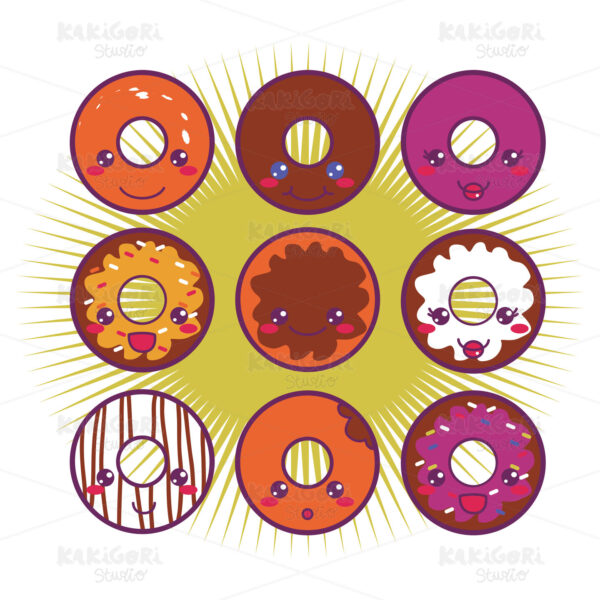 Happy Doughnuts Clipart Vector Illustration 00035