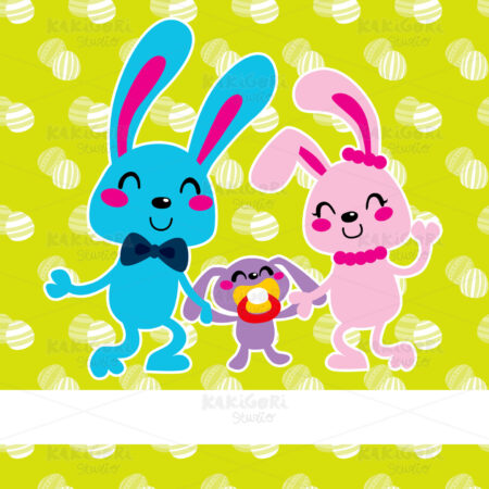 Happy Easter Bunny Family Clipart Vector Illustration 01085