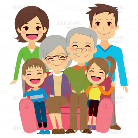 Happy Extended Family Clipart Vector Illustration 02201