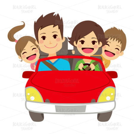 Happy Family Car Clipart Vector Illustration 02180
