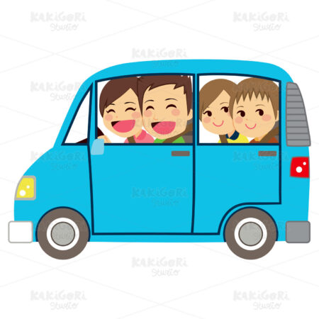 Happy Family Car Minivan Clipart Vector Illustration 02181