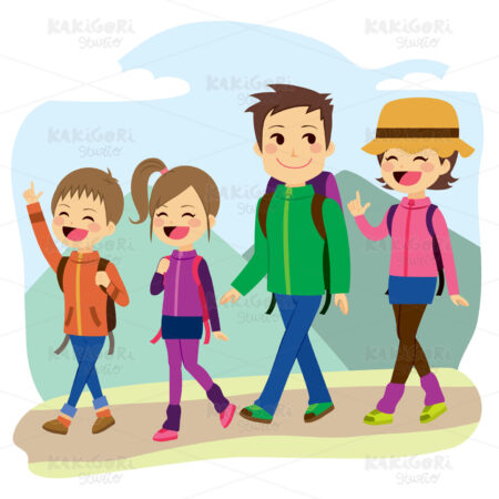 Happy Family Climbing Clipart Vector Illustration 02354