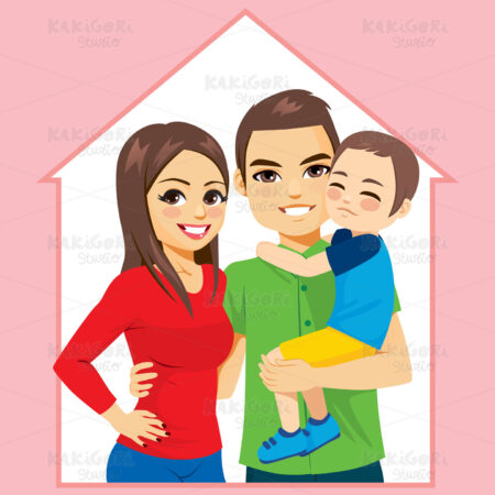 Happy Family Home Concept Clipart Vector Illustration 04942