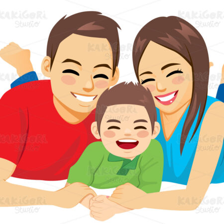 Happy Family Lying On Floor Clipart Vector Illustration 04940