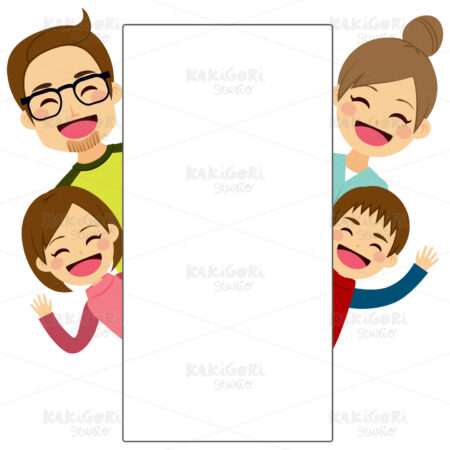 Happy Family Placard Clipart Vector Illustration 03122