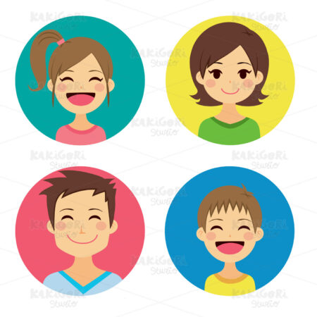 Happy Family Portraits Clipart Vector Illustration 02176