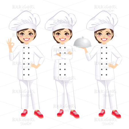 Happy Female Chef Clipart Vector Illustration 04465