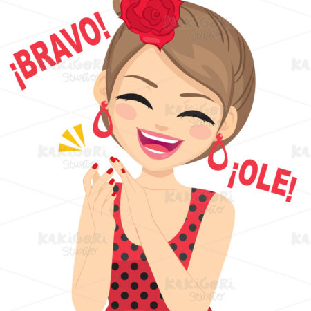 Happy Flamenco Dancer Woman Clapping Clipart Vector Illustration 05151