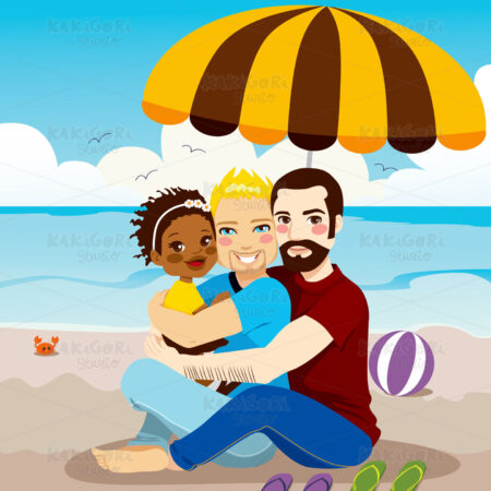 Happy Gay Family Clipart Vector Illustration 01125