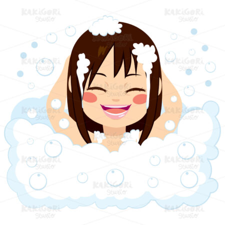 Happy Girl Having Bath Clipart Vector Illustration 03066