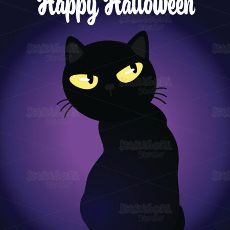 Happy Halloween Black Cat Eyes Clipart Vector Illustration 05014