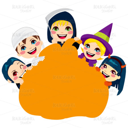 Happy Halloween Pumpkin Kids Clipart Vector Illustration 01162