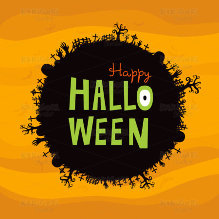 Happy Halloween Round Banner Clipart Vector Illustration 02270