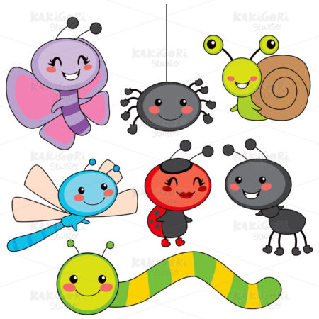 Happy Little Bugs Clipart Vector Illustration 00884