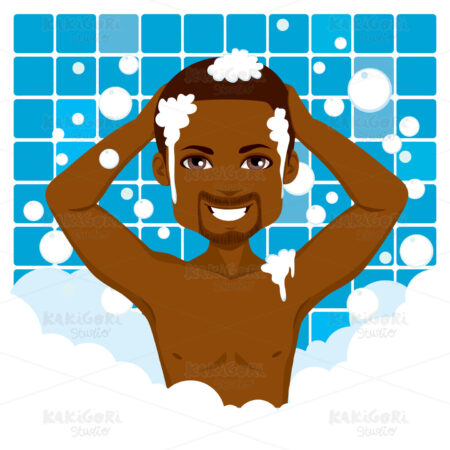 Happy Man Bathing Clipart Vector Illustration 02573