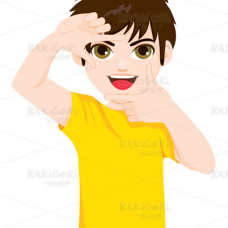 Happy Man Hands Framing Gesture Clipart Vector Illustration 05028