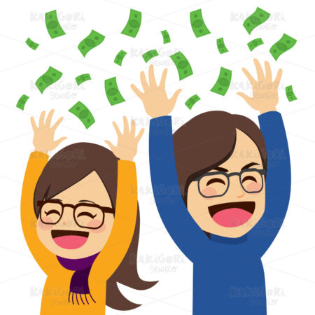 Happy Money Couple Clipart Vector Illustration 03957