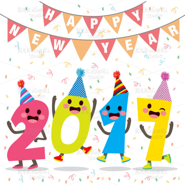 Happy New Year Number Party Clipart Vector Illustration 02986
