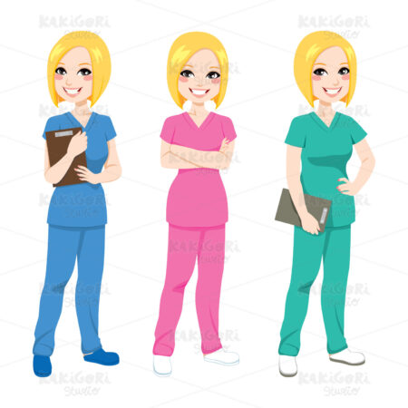 Happy Nurse Posing Clipart Vector Illustration 01380