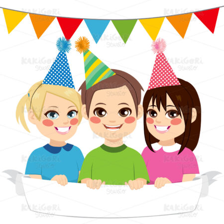 Happy Party Kids Clipart Vector Illustration 02894
