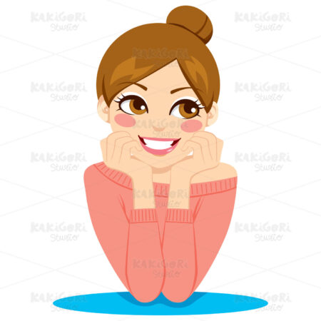 Happy Pensive Woman Clipart Vector Illustration 01348