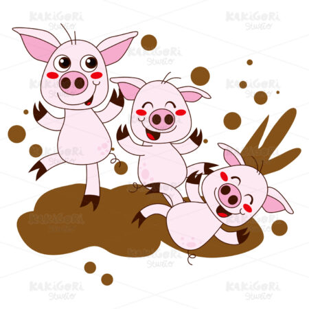 Happy Pigs Clipart Vector Illustration 00587