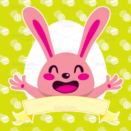 Happy Pink Bunny Clipart Vector Illustration 01086