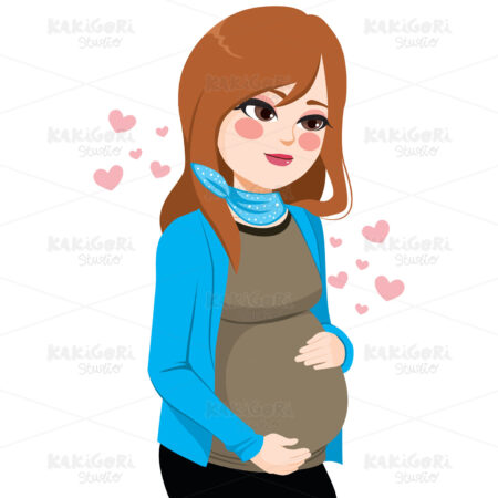Happy Pregnant Girl Clipart Vector Illustration 04071