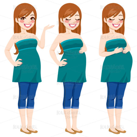 Happy Pregnant Woman Clipart Vector Illustration 01510