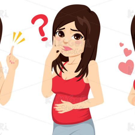 Happy Pregnant Woman Actions Clipart Vector Illustration 05048