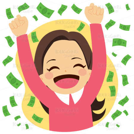 Happy Rich Woman Clipart Vector Illustration 03997