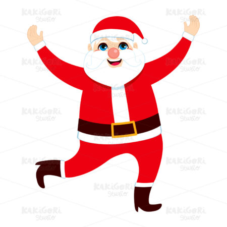 Happy Santa Claus Jumping Clipart Vector Illustration 01877