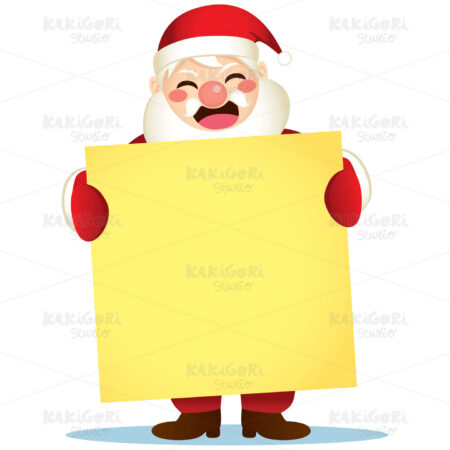 Happy Santa Holding Poster Clipart Vector Illustration 04416