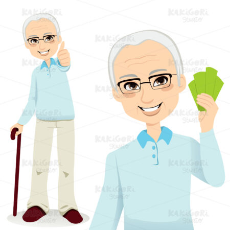 Happy Senior Man Clipart Vector Illustration 00835