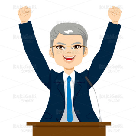 Happy Senior Politician Man Clipart Vector Illustration 01598
