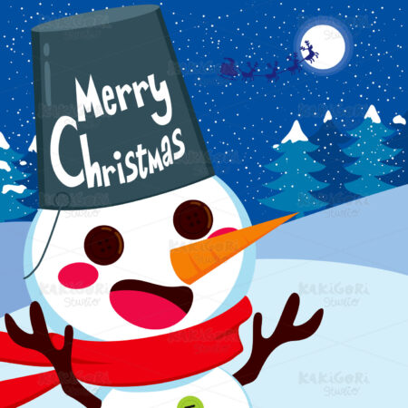 Happy Snowman Merry Christmas Clipart Vector Illustration 01818