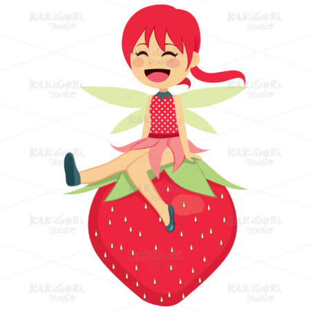 Happy Strawberry Fairy Clipart Vector Illustration 02250