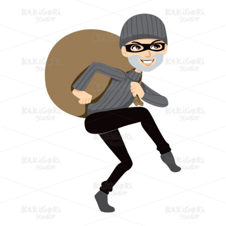 Happy Thief Sneaking Clipart Vector Illustration 00833