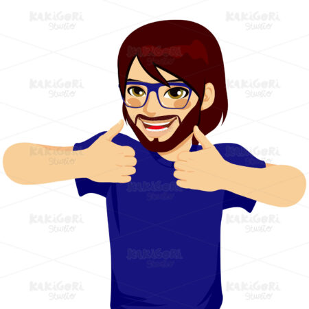 Happy Thumbs Up Man Clipart Vector Illustration 01563