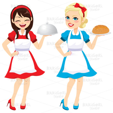 Happy Vintage Housewife Clipart Vector Illustration 04265
