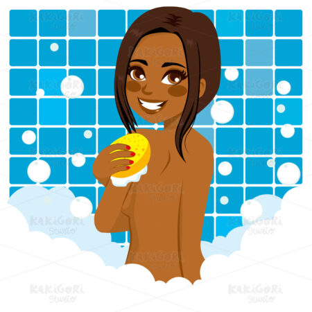 Happy Woman Bathing Clipart Vector Illustration 02572